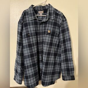 Carhartt Men's Gray & Navy Plaid Flannel Shirt - Original Fit